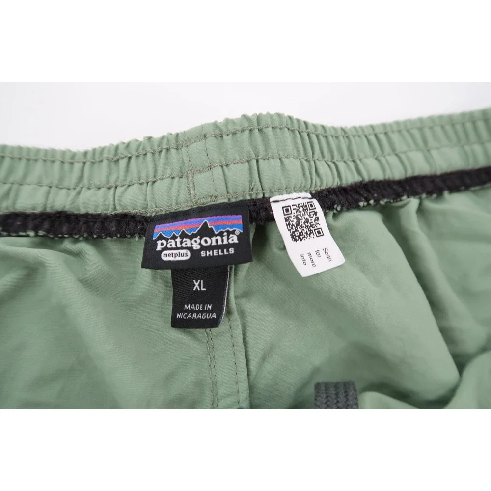 Patagonia‎ Netplus Mens XL Baggies Swim Shorts Green Solid Unlined Swim Trunks
